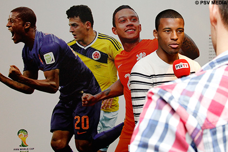 Aanvoerder Wijnaldum met een reactie voor de camera van PSV TV.