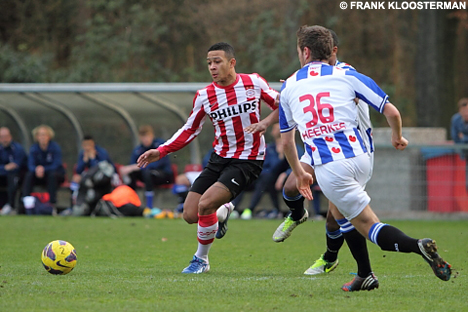 Memphis Depay was &eacute;&eacute;n van de twee doelpuntenmakers van Jong PSV.