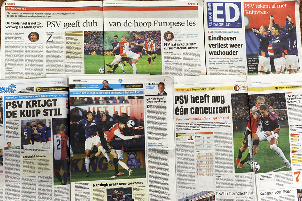 De diverse sportkranten pakken uit met de topper tussen PSV en Feyenoord | © PSV Media