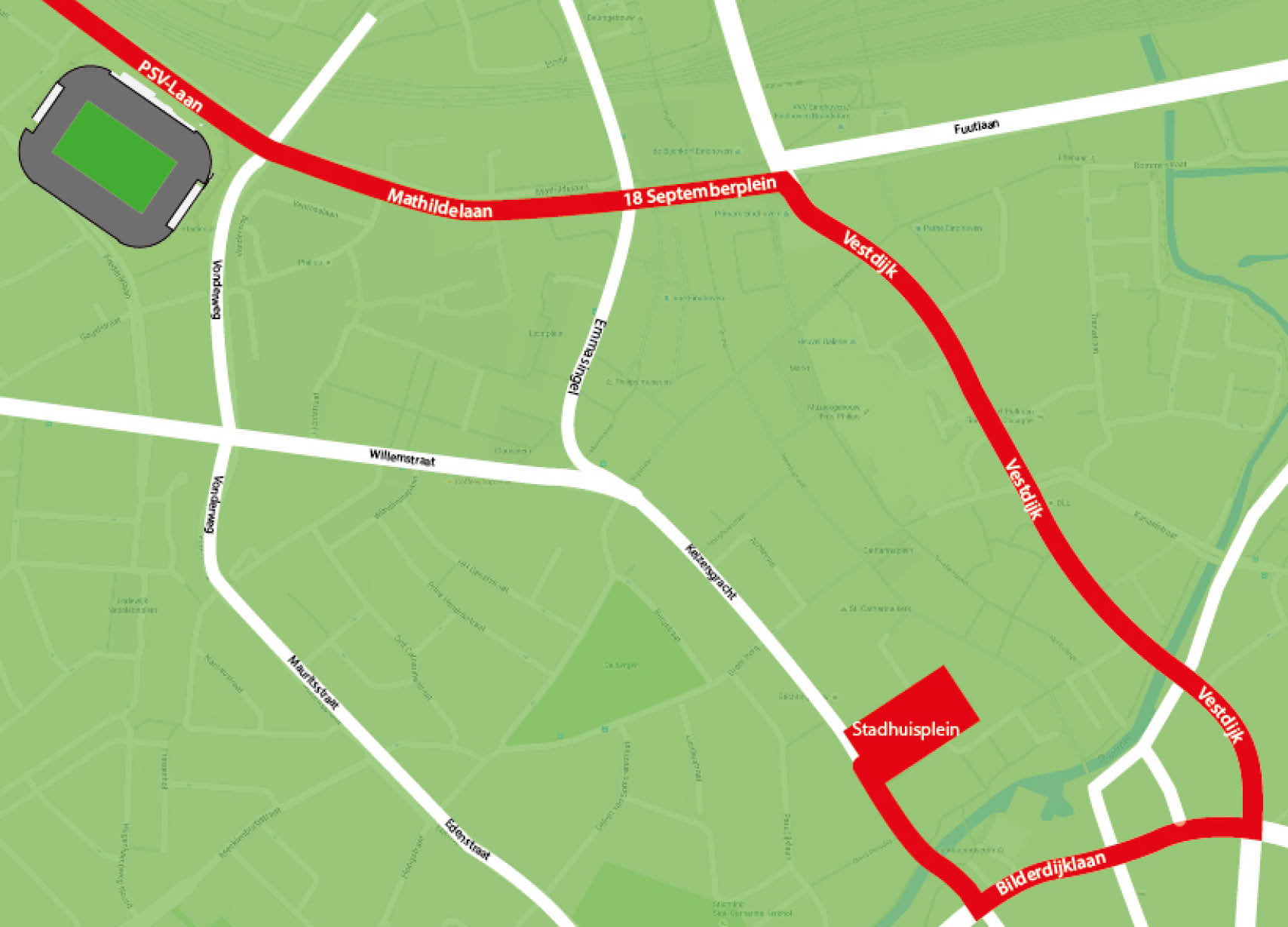 Deze route volgt de platte kar