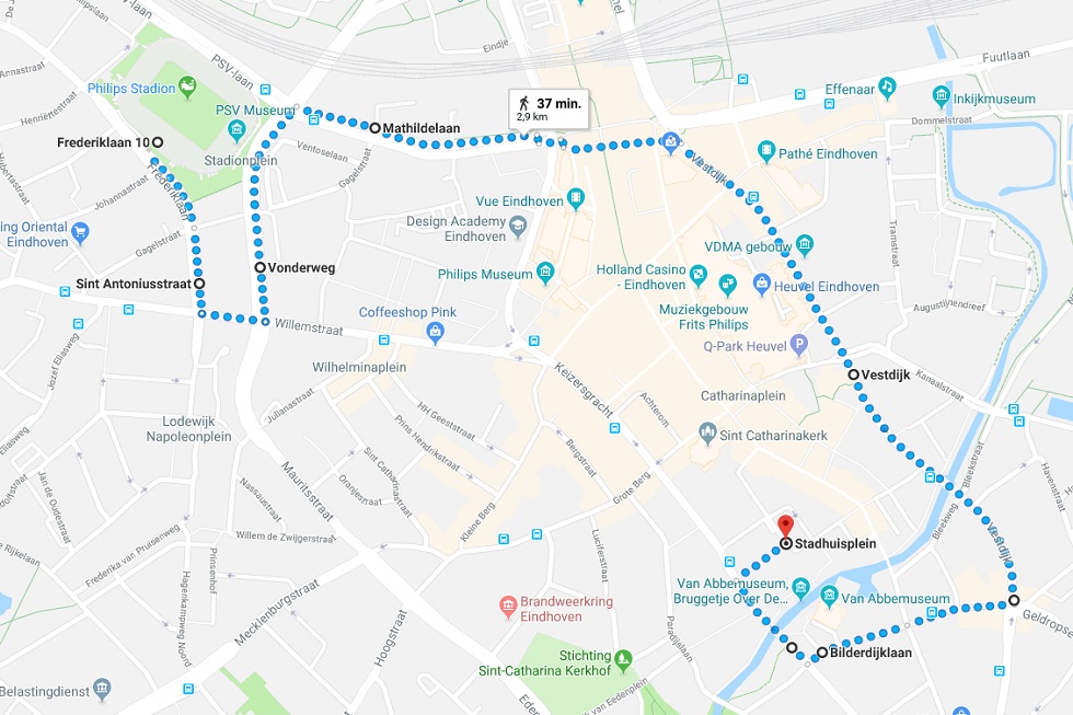 De route van de platte kar