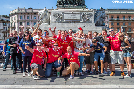 Zo'n 700 supporters van PSV zijn meegereisd naar Noord-Itali&euml;.
