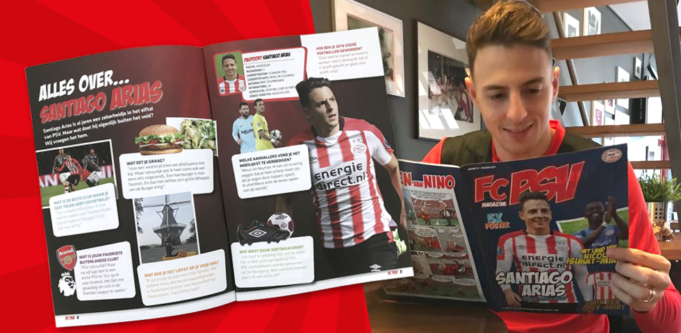 Ook Santiago Arias leest het FC PSV Magazine.
