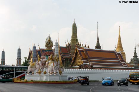 Een blik op The Grand Palace, met de Koninklijke Wat Phra Ka tempel.