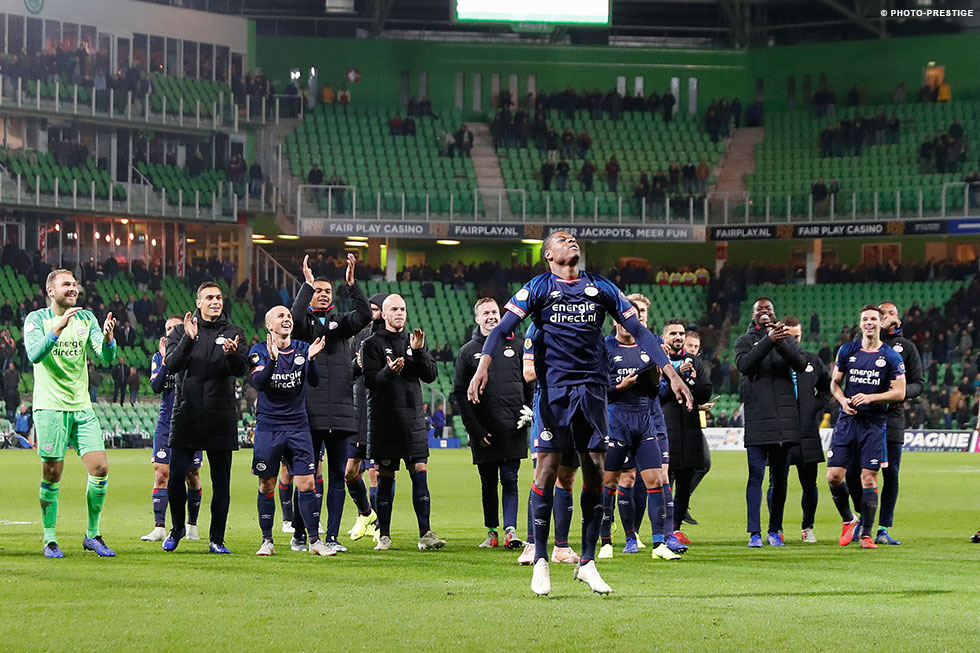 De laatste uitwedstrijd van PSV eindigde in een 2-1 zege op FC Groningen