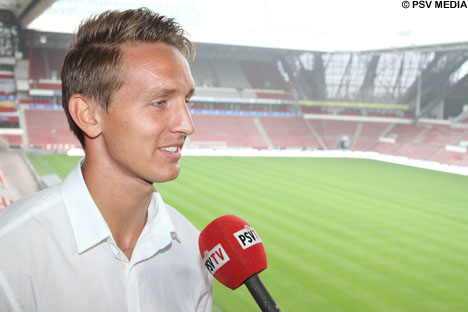 Luuk de Jong, zaterdagmiddag voor de camera van PSV TV.